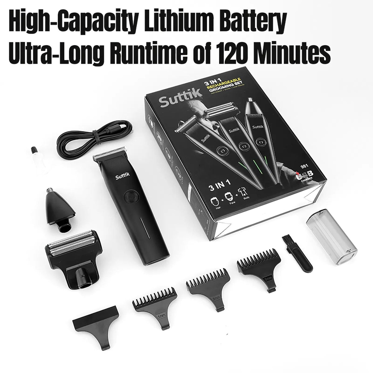 3-in-1 Performance Grooming Trimmer — Black